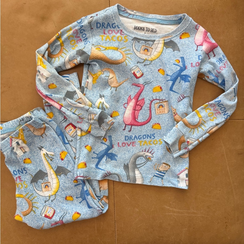 💜$20 FLASH SALE💜Books to Bed Dragons Love Tacos 2 Pajama Set 5